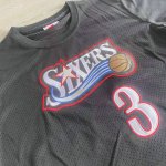 Maillot de Basket #3 Iverson Philadelphia 76ers M&N authentique manche courte Noir